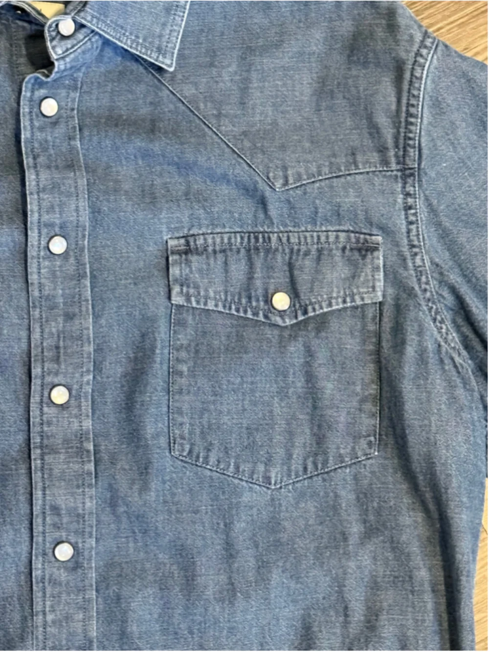 Joseph Abboud Men’s Chambray Western Pearl Snap Shirt Cotton Sz Med Denim